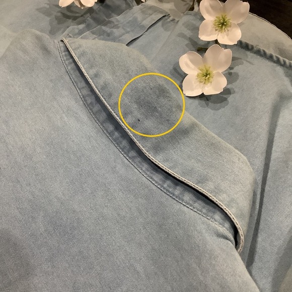 MacCluer Chambray Button Down Shirt 100% Cotton Faded Ombré Light Blue Denim - Picture 15 of 16